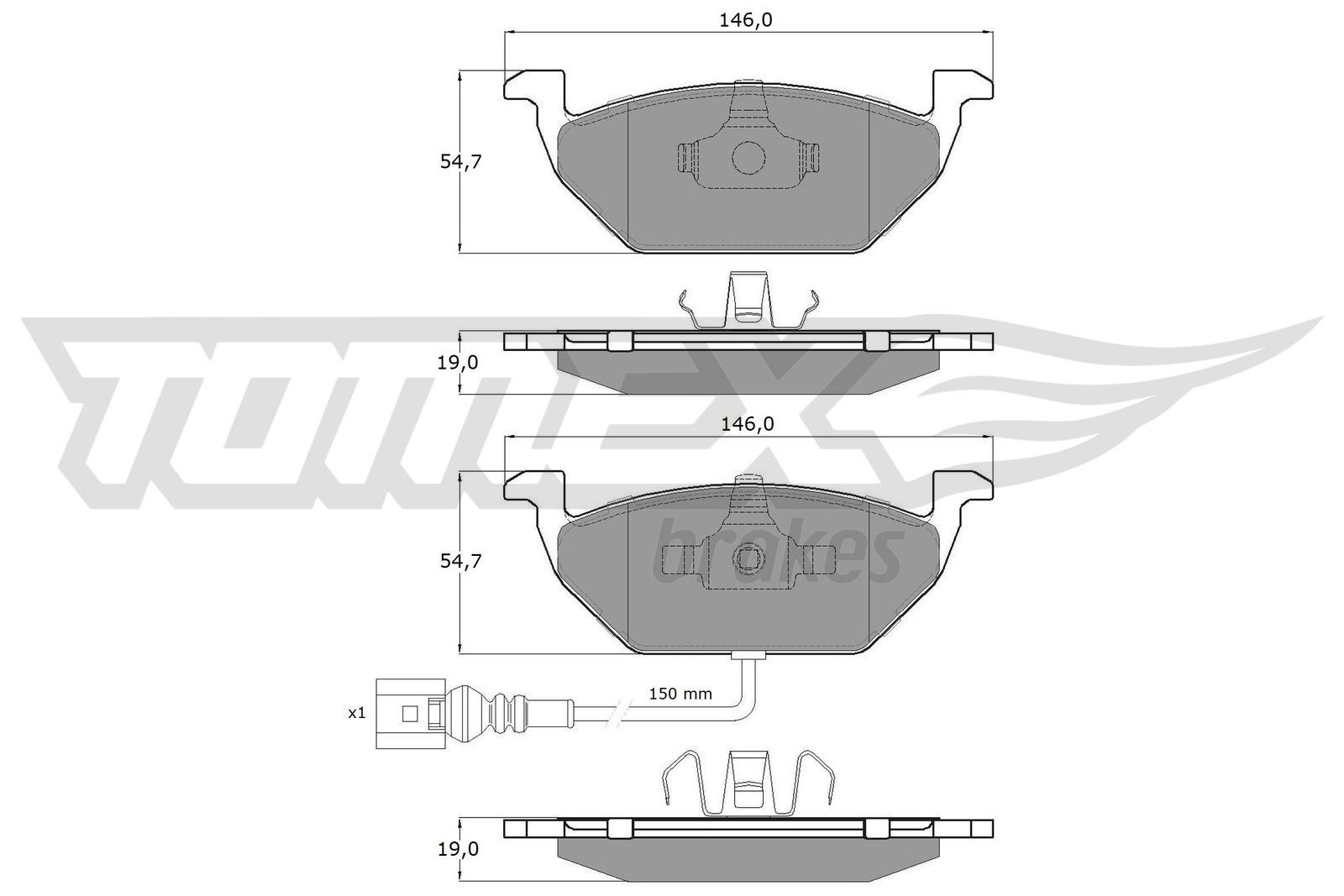 12-11 TOMEX brakes TX12-11 Brake pad set 8E0 098 301 S