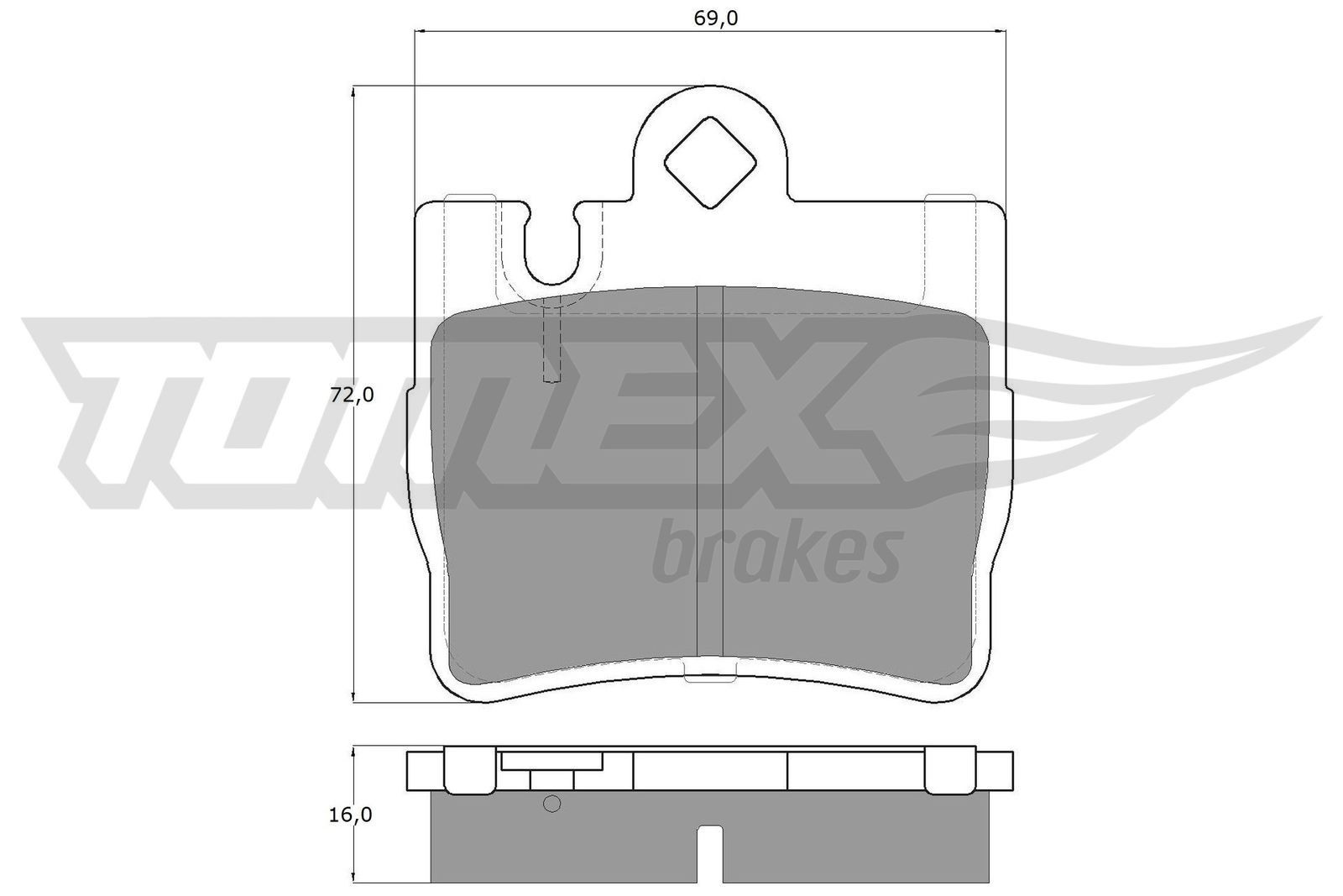 TOMEX brakes TX 12-87 Brake pad set Rear Axle, prepared for wear indicator