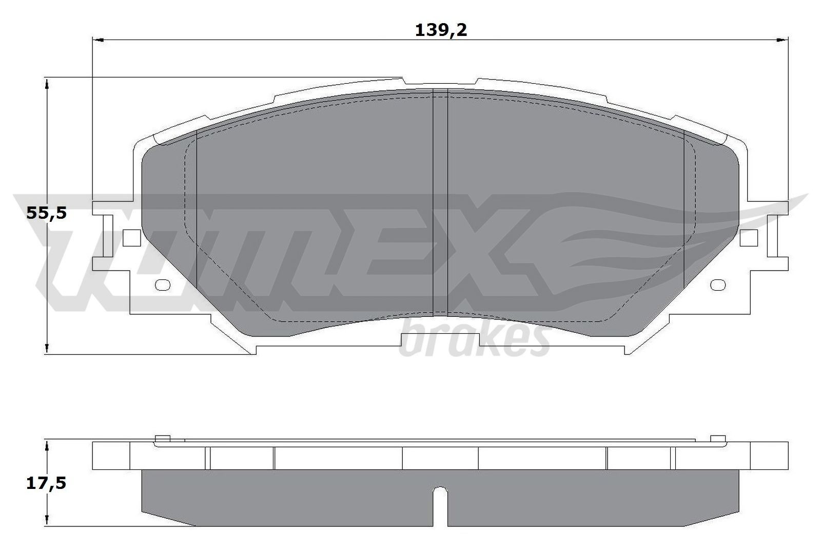 14-72 TOMEX brakes Front Axle Height: 55,5mm, Width: 139,2mm, Thickness: 17,5mm Brake pads TX 14-72 buy