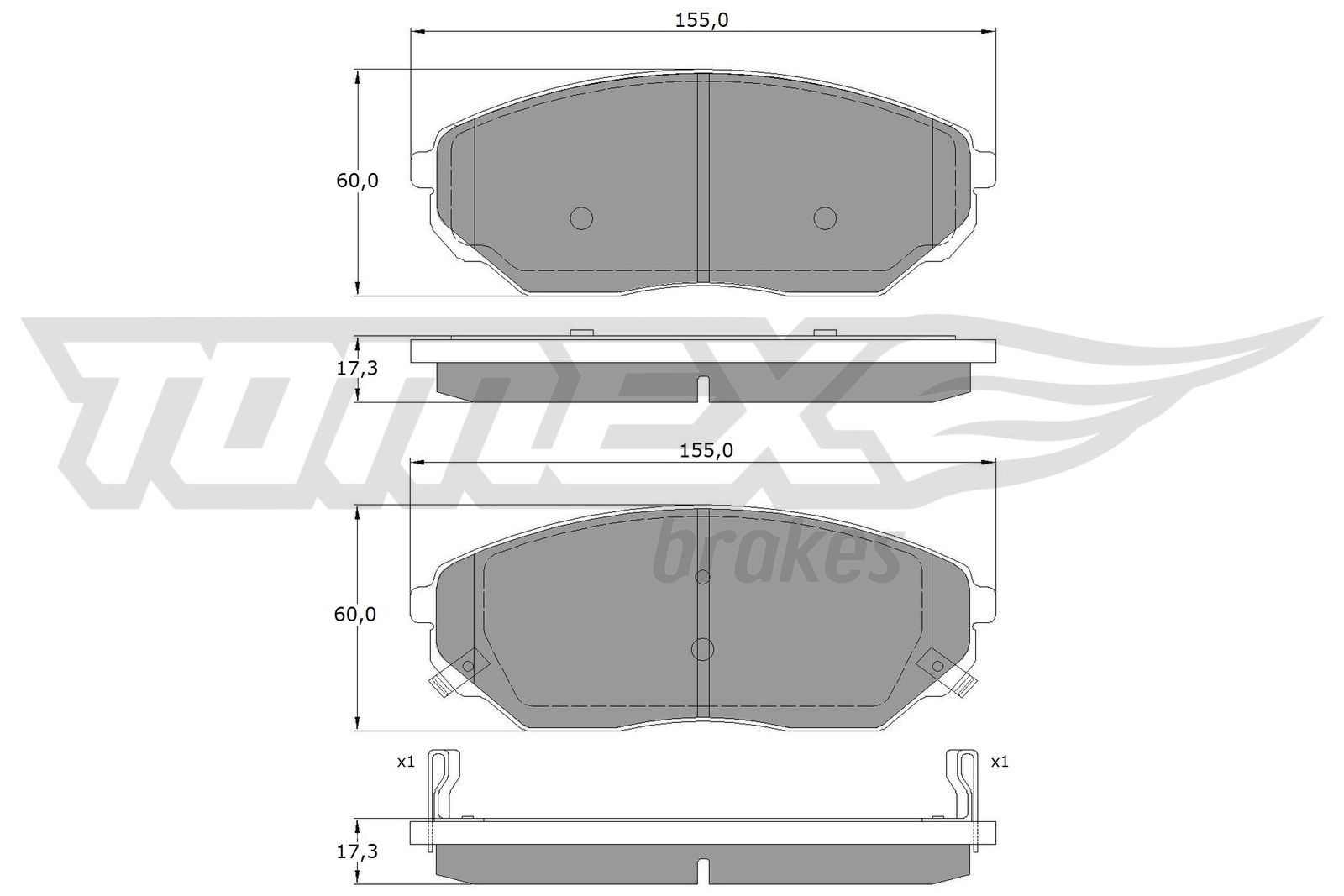 15-53 TOMEX brakes TX15-53 Brake pad set 581013ED00