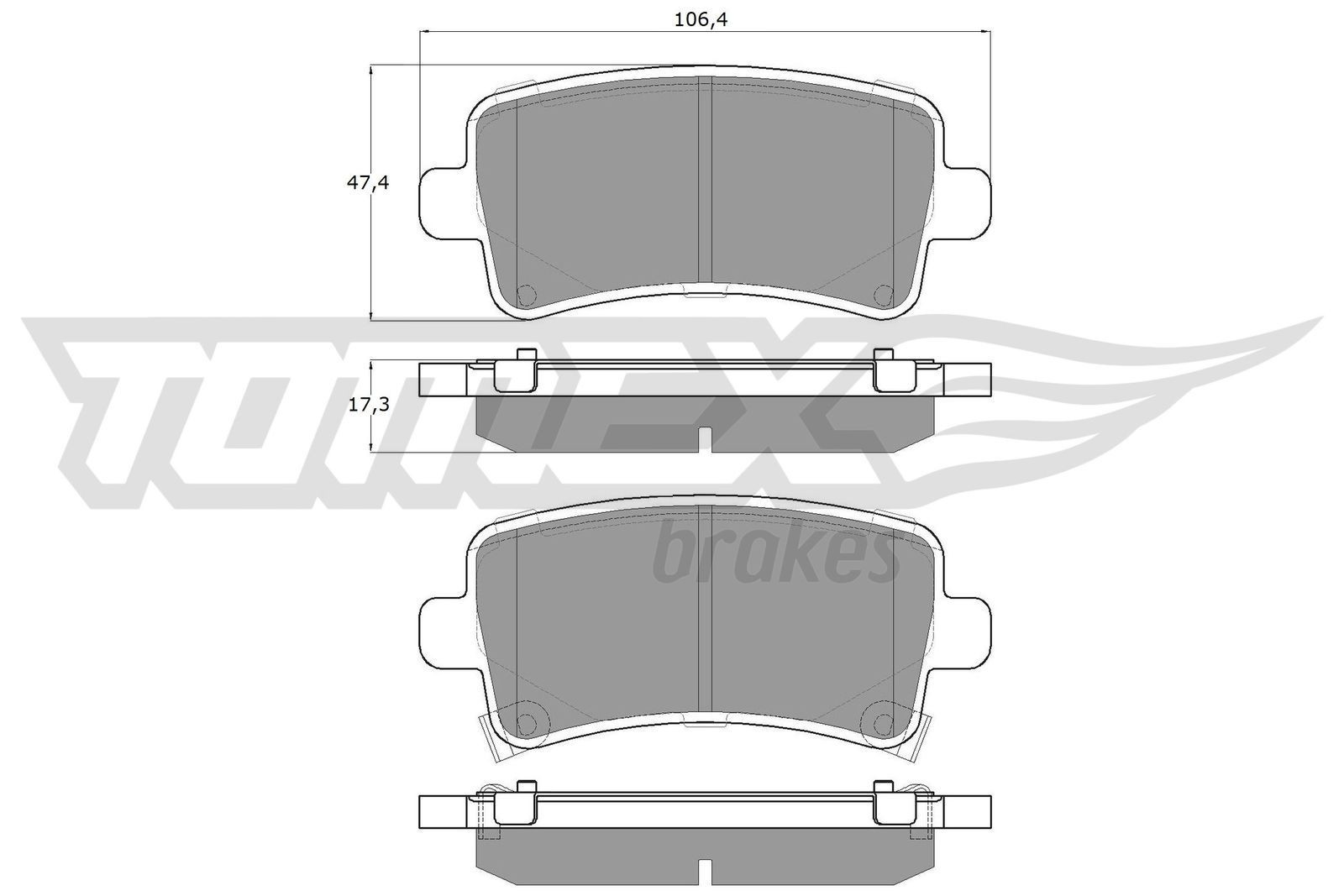 Set of brake pads TOMEX brakes Rear Axle, with acoustic wear warning - TX 16-36