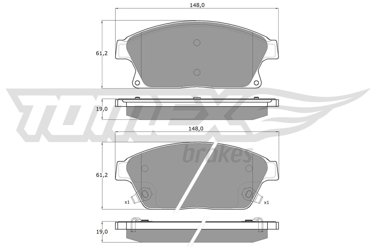 Disc brake pads TOMEX brakes Front Axle, with acoustic wear warning - TX 16-51