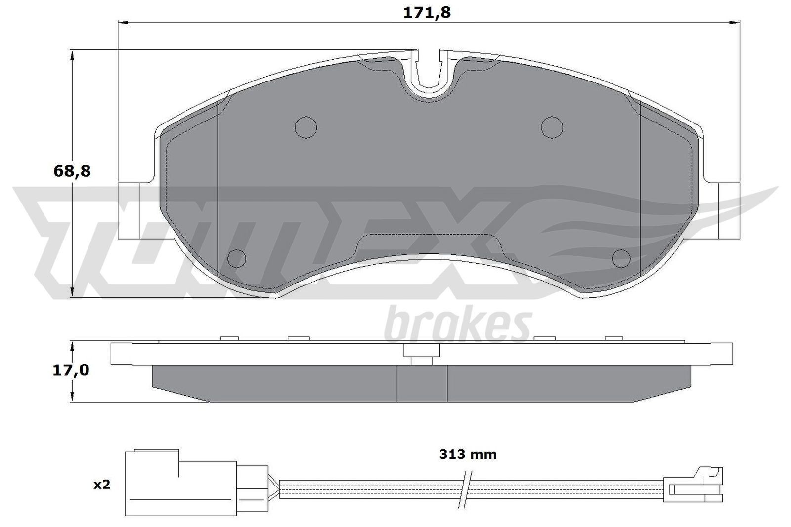 16-95 TOMEX brakes TX16-95 Brake pad set 2221820