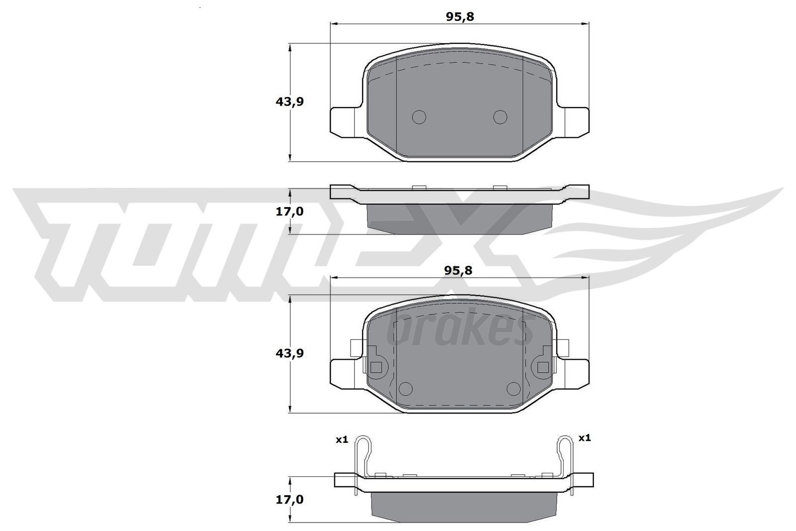 TOMEX brakes TX 17-18 Brake pad set Rear Axle, with acoustic wear warning