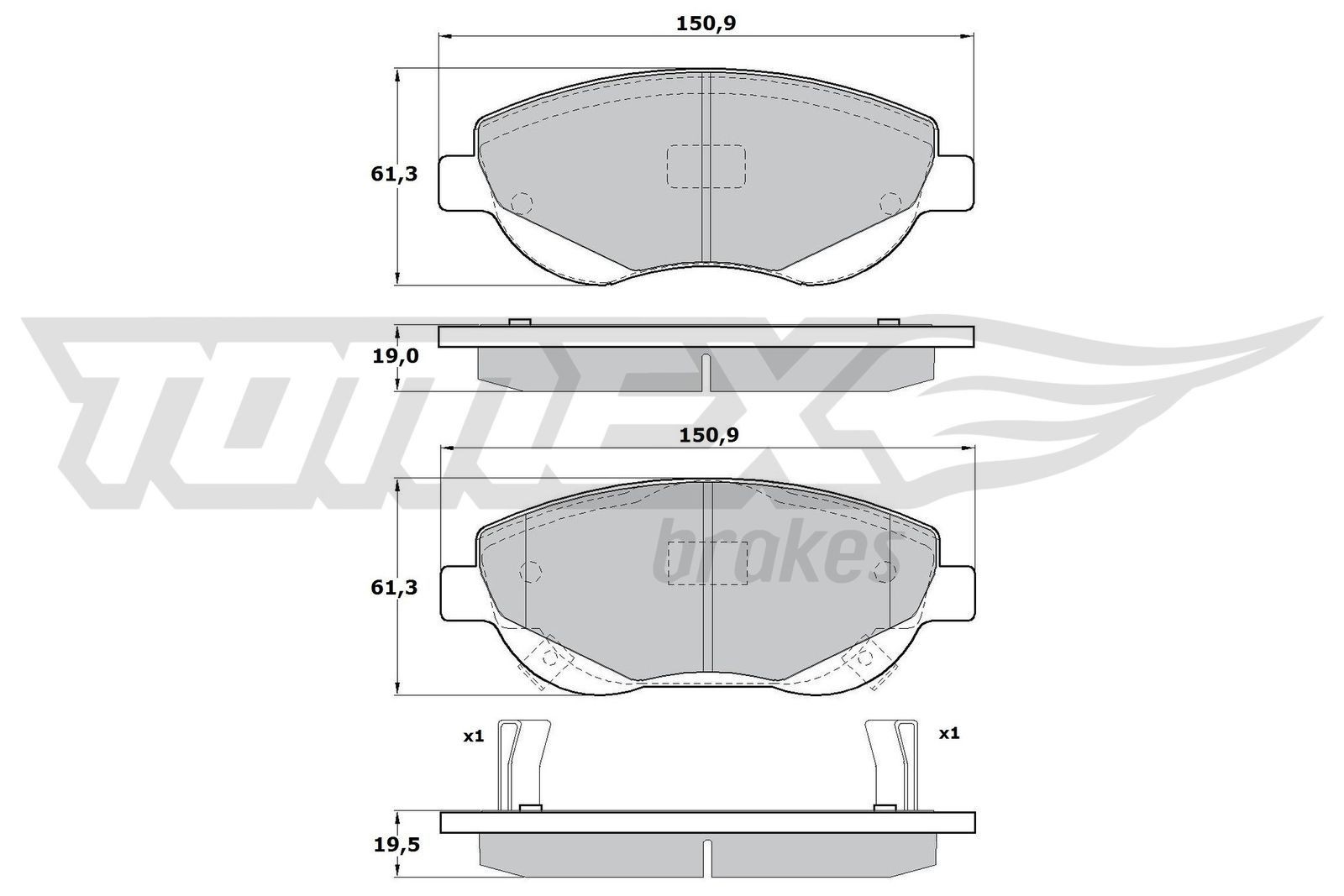 TOMEX brakes TX 17-20 Brake pad set Front Axle, with acoustic wear warning