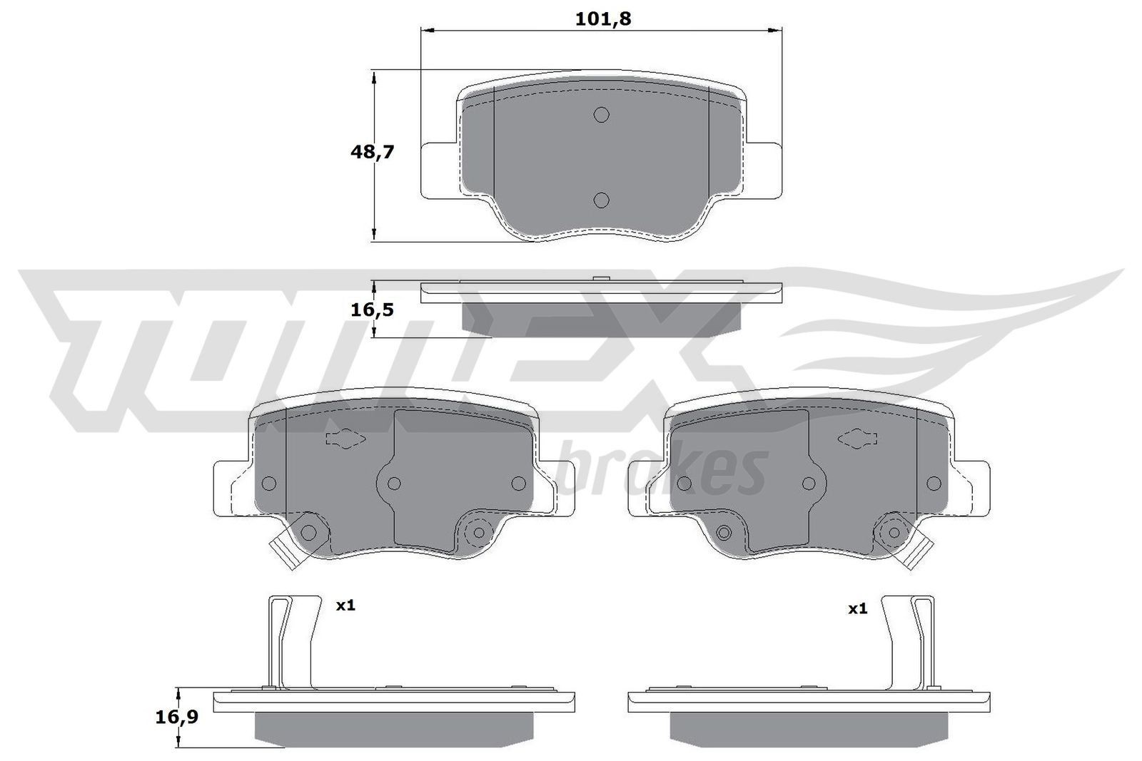 TOMEX brakes TX 17-58 Brake pad set Rear Axle, with acoustic wear warning