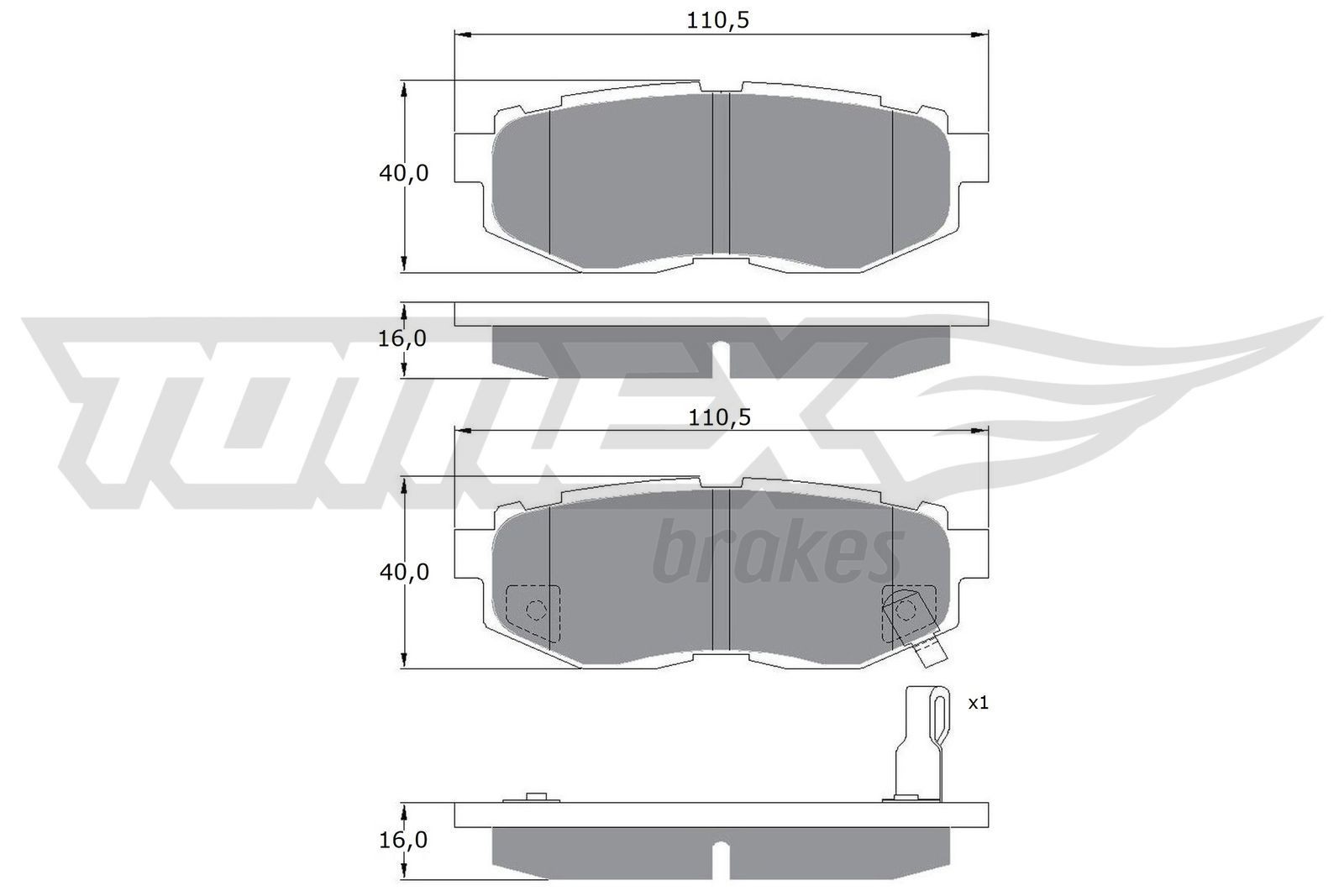 TOMEX brakes TX 17-66 Brake pad set Rear Axle, with acoustic wear warning