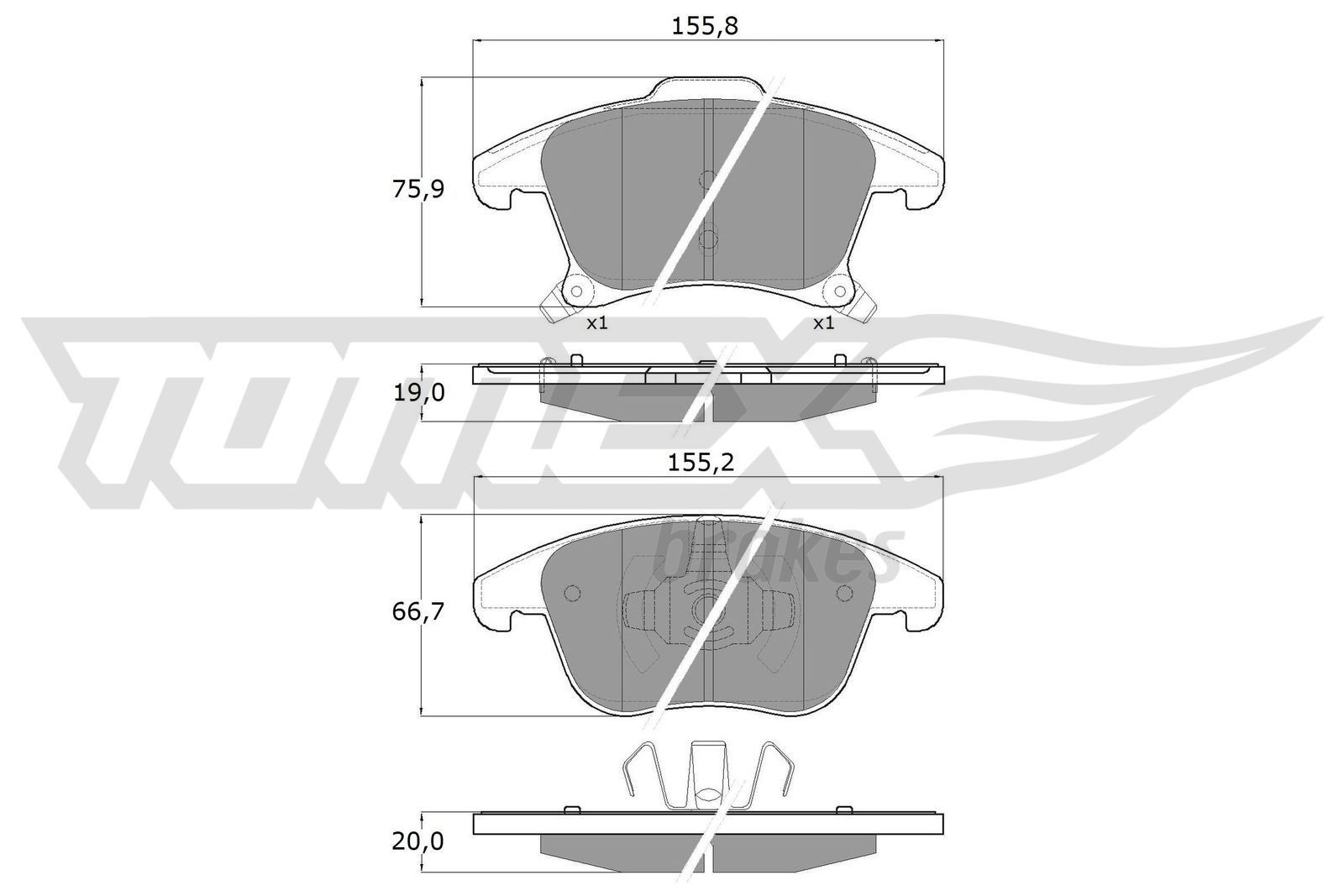 17-75 TOMEX brakes TX17-75 Brake pad set 2014119
