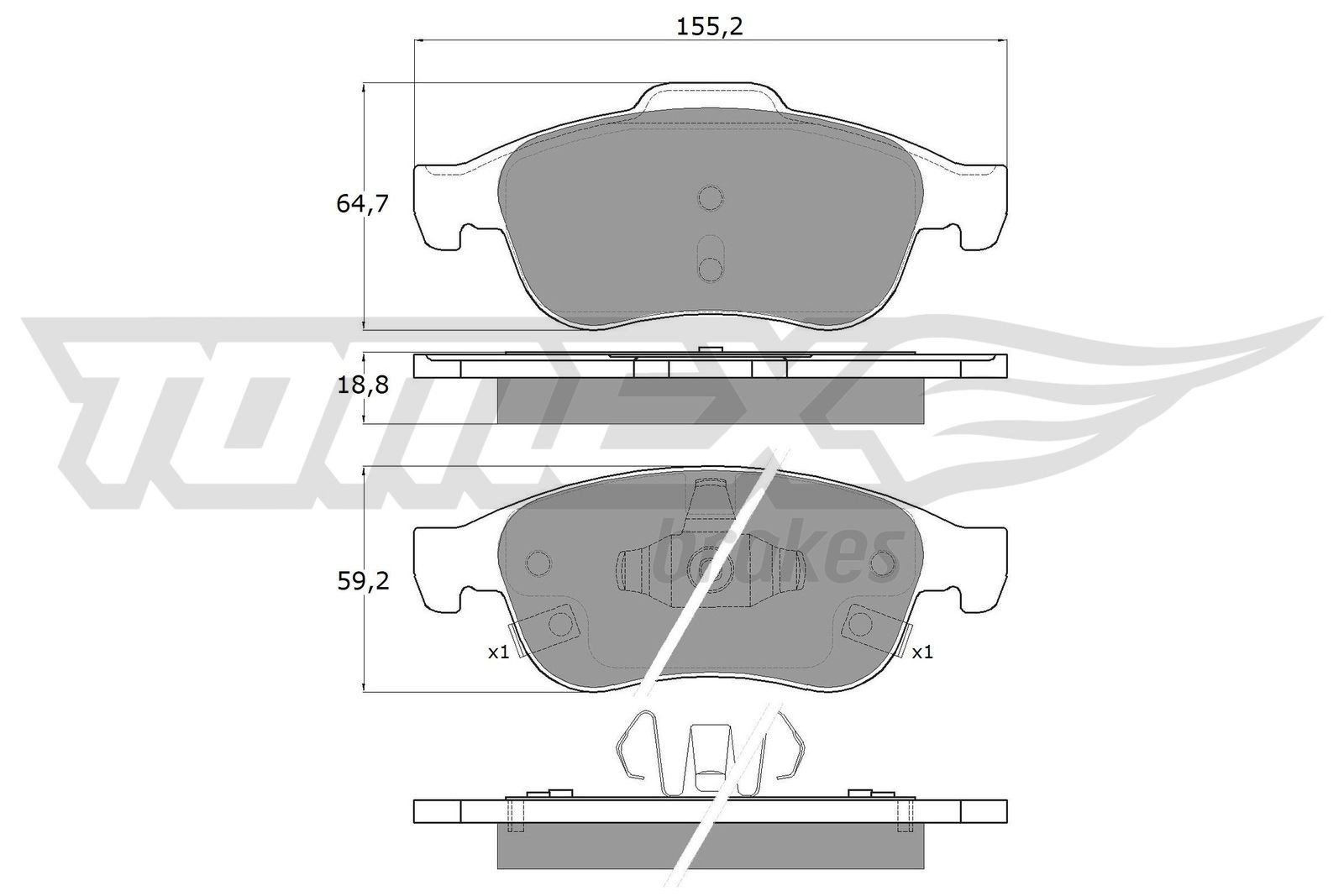 TOMEX brakes TX 18-18 Brake pad set Front Axle, with acoustic wear warning