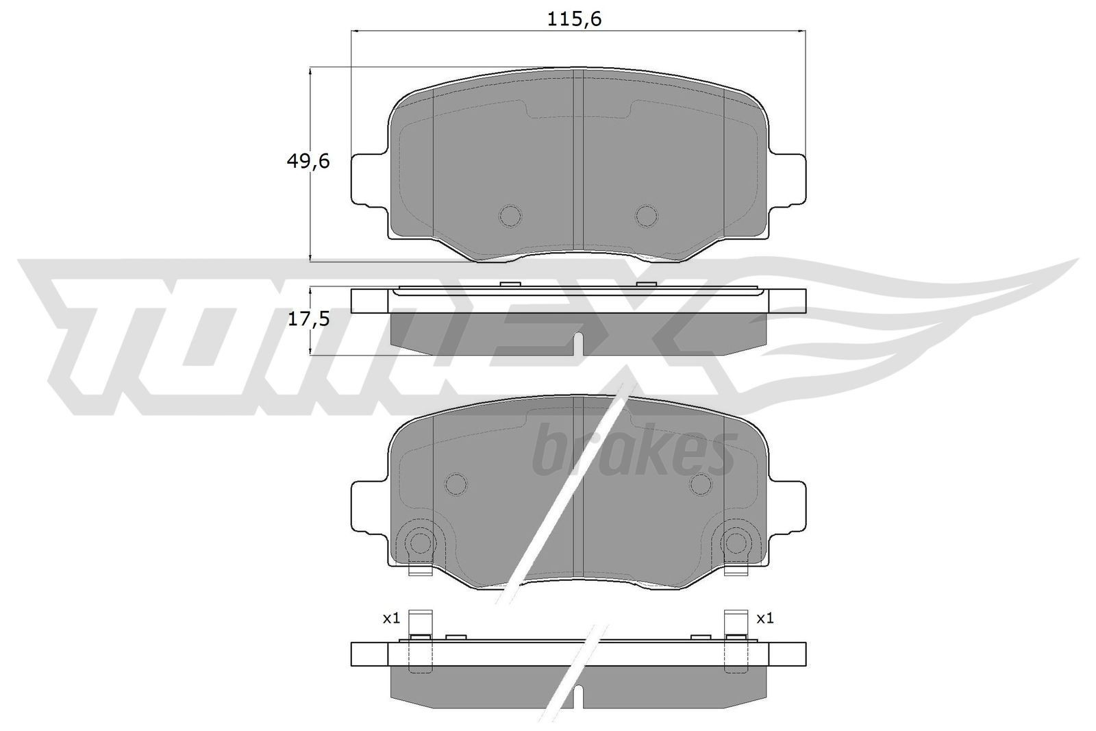18-19 TOMEX brakes TX1819 Pastiglie dei freni FIAT 500X (334) 1.6 (334AXE1A) 110 CV Benzina 2014