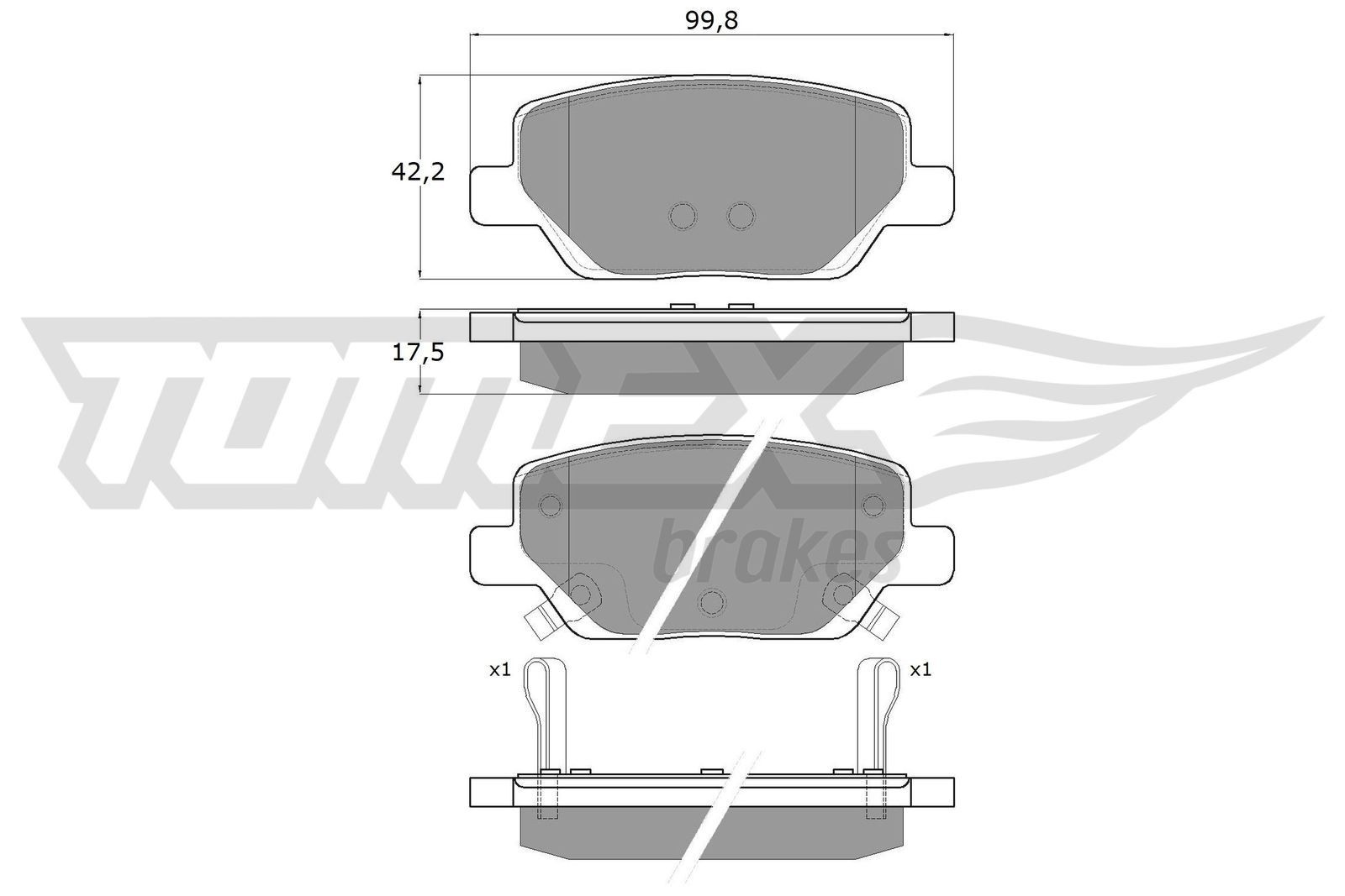 TOMEX brakes TX 18-20 Brake pad set Rear Axle, with acoustic wear warning