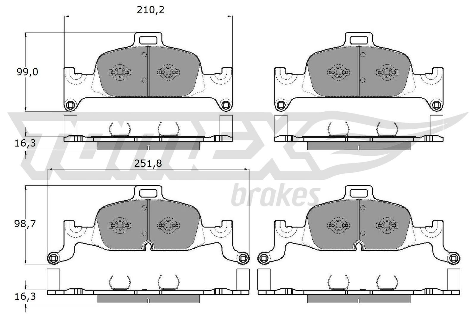 18-22 TOMEX brakes TX18-22 Brake pad set 8W0 698 151BB