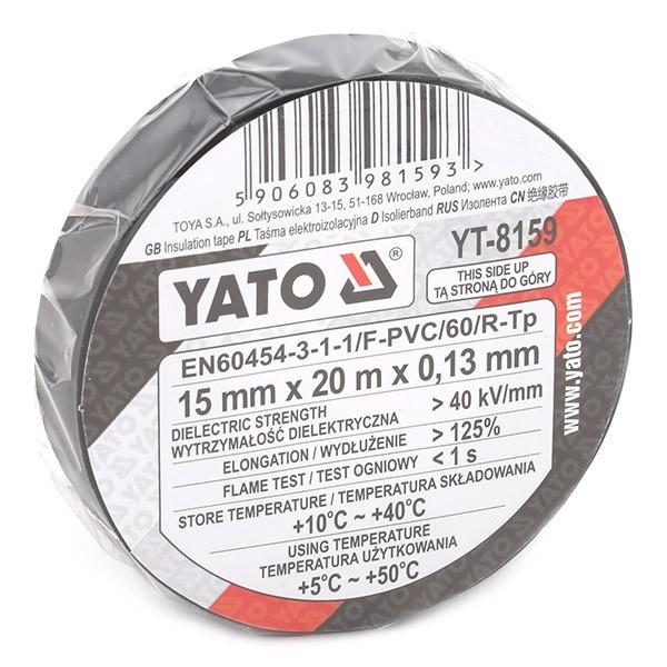 YATO YT8159 Tape for car body 15mm, black, PVC, Fabric film, 20m, One-sided