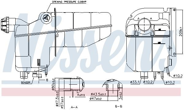 OEM-quality NISSENS 996020 Coolant expansion tank