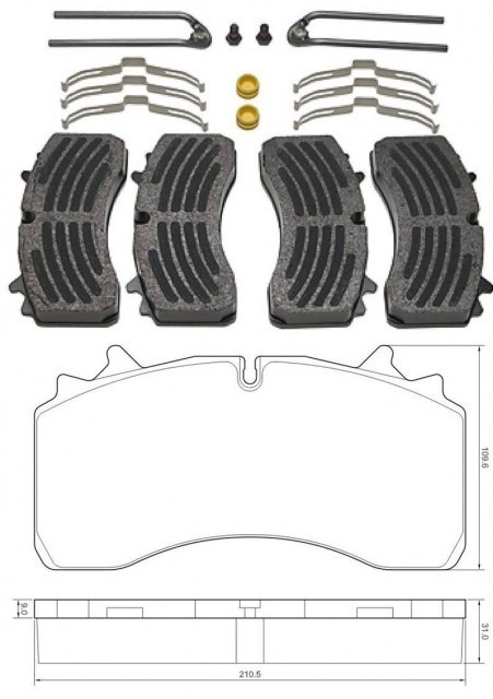 Brake pad set SAF prepared for wear indicator - 3.057.0084.01