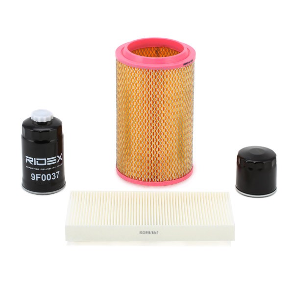 4055F0179 Filter kit 4055F0179 RIDEX with air filter, without oil drain plug, Spin-on Filter, Particulate Filter, four-piece