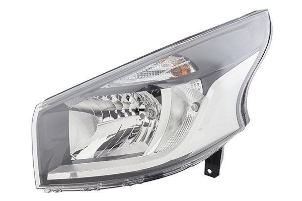 HELLA 1EE 011 410-411 Headlight Left, W21/5W, H4, PY21W, Halogen, FF, 12V, with low beam, with indicator, with high beam, with position light, with daytime running light, for right-hand traffic, with motor for headlamp levelling, with bulbs