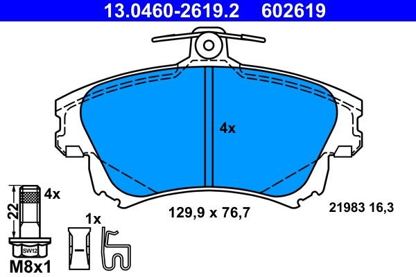 ATE Brake pad kit 13.0460-2619.2