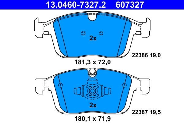 13.0460-7327.2 Set of brake pads 13.0460-7327.2 ATE prepared for wear indicator, excl. wear warning contact