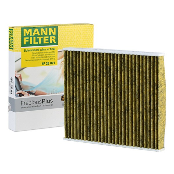 MANN-FILTER Activated Carbon Filter with polyphenol, with antibacterial action, Particulate filter (PM 2.5), with fungicidal effect, Activated Carbon Filter, 252 mm x 222 mm x 32 mm Width: 222mm, Height: 32mm, Length: 252mm Cabin filter FP 26 021 buy