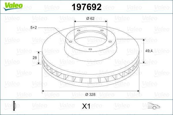 D 1421 VALEO Front Axle, 328x28mm, 5, Vented Ø: 328mm, Rim: 5-Hole, Brake Disc Thickness: 28mm Brake rotor 197692 buy