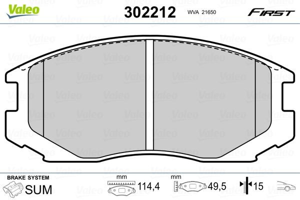 302212 VALEO Brake pad set DAIHATSU Front Axle, excl. wear warning contact, with anti-squeak plate