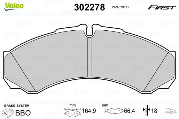 VALEO 302278 Brake pad set Front Axle, excl. wear warning contact, with anti-squeak plate
