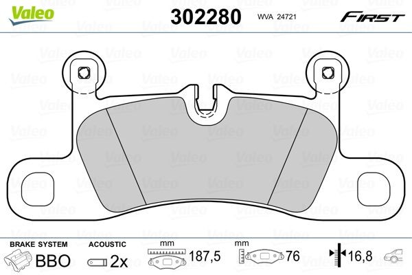 VALEO 302280 Brake pad set Rear Axle, with anti-squeak plate
