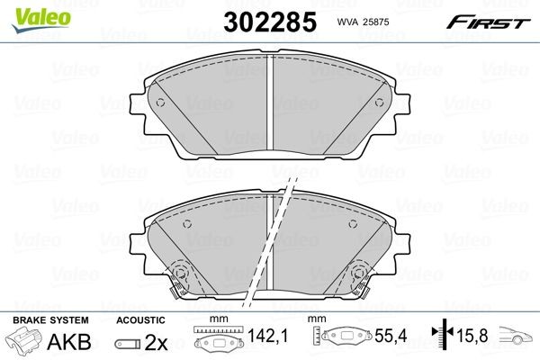 VALEO 302285 Brake pad set Front Axle, incl. wear warning contact, without anti-squeak plate