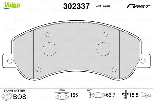 VALEO 302337 Brake pad set Front Axle, excl. wear warning contact, with anti-squeak plate