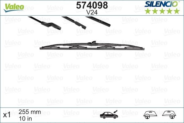 Wiper blade VALEO 574098 - Citroen 2CV Windscreen wiper system spare parts order