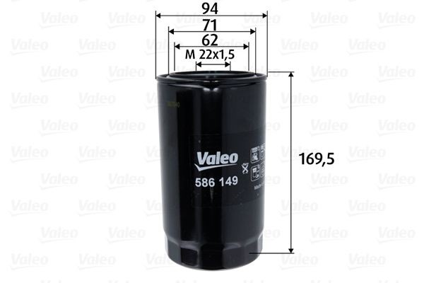 VALEO 586149 Oil filter M22x1.5, Spin-on Filter