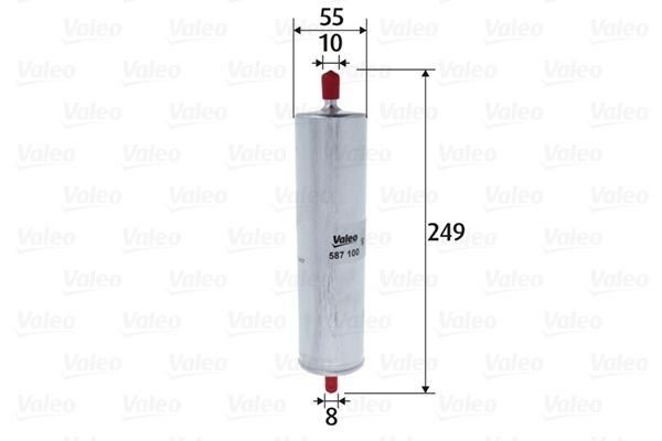 VALEO 587100 Fuel filter In-Line Filter, 10mm, 8mm