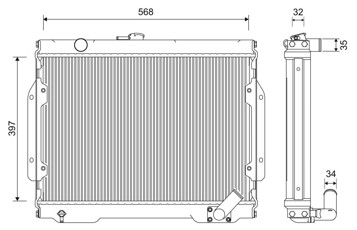VALEO 701262 Engine radiator Aluminium, 397 x 568 x 32 mm