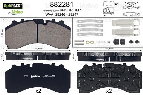VALEO 882281 Bremsbeläge für MERCEDES-BENZ ACTROS MP4 / MP5 LKW in Original Qualität