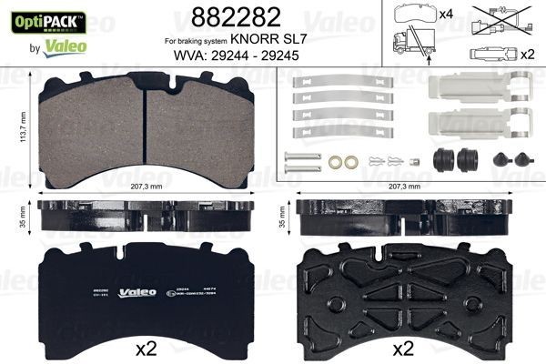 VALEO 882282 Bremsbeläge für MERCEDES-BENZ ACTROS MP4 / MP5 LKW in Original Qualität
