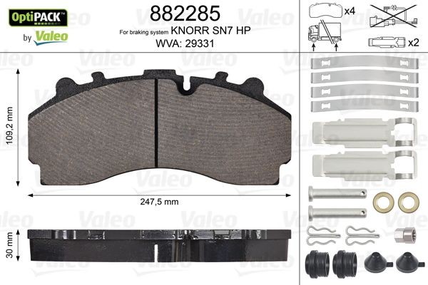 VALEO 882285 Bremsbeläge für SCANIA L,P,G,R,S - series LKW in Original Qualität