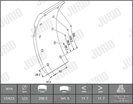JURID Brake Lining Kit, drum brake 1581701510