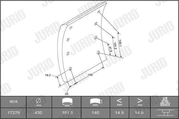 JURID 1727601230 Bremsbelagsatz, Trommelbremse für MERCEDES-BENZ T2/L LKW in Original Qualität
