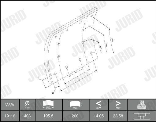 JURID 1911601230 Bremsbelagsatz, Trommelbremse für IVECO Trakker LKW in Original Qualität