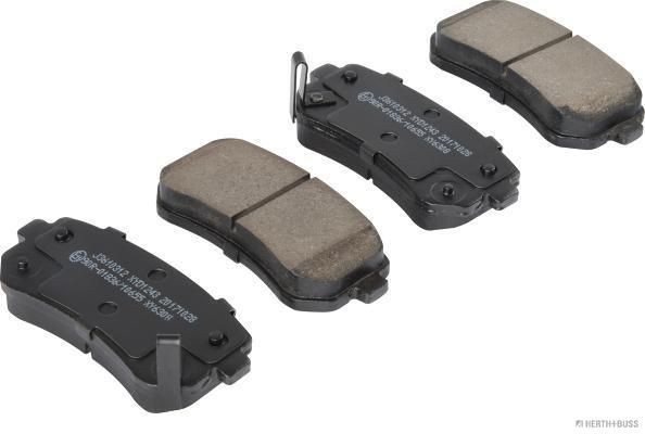 HERTH+BUSS JAKOPARTS J3610312 Brake pad set Rear Axle, with acoustic wear warning, with anti-squeak plate