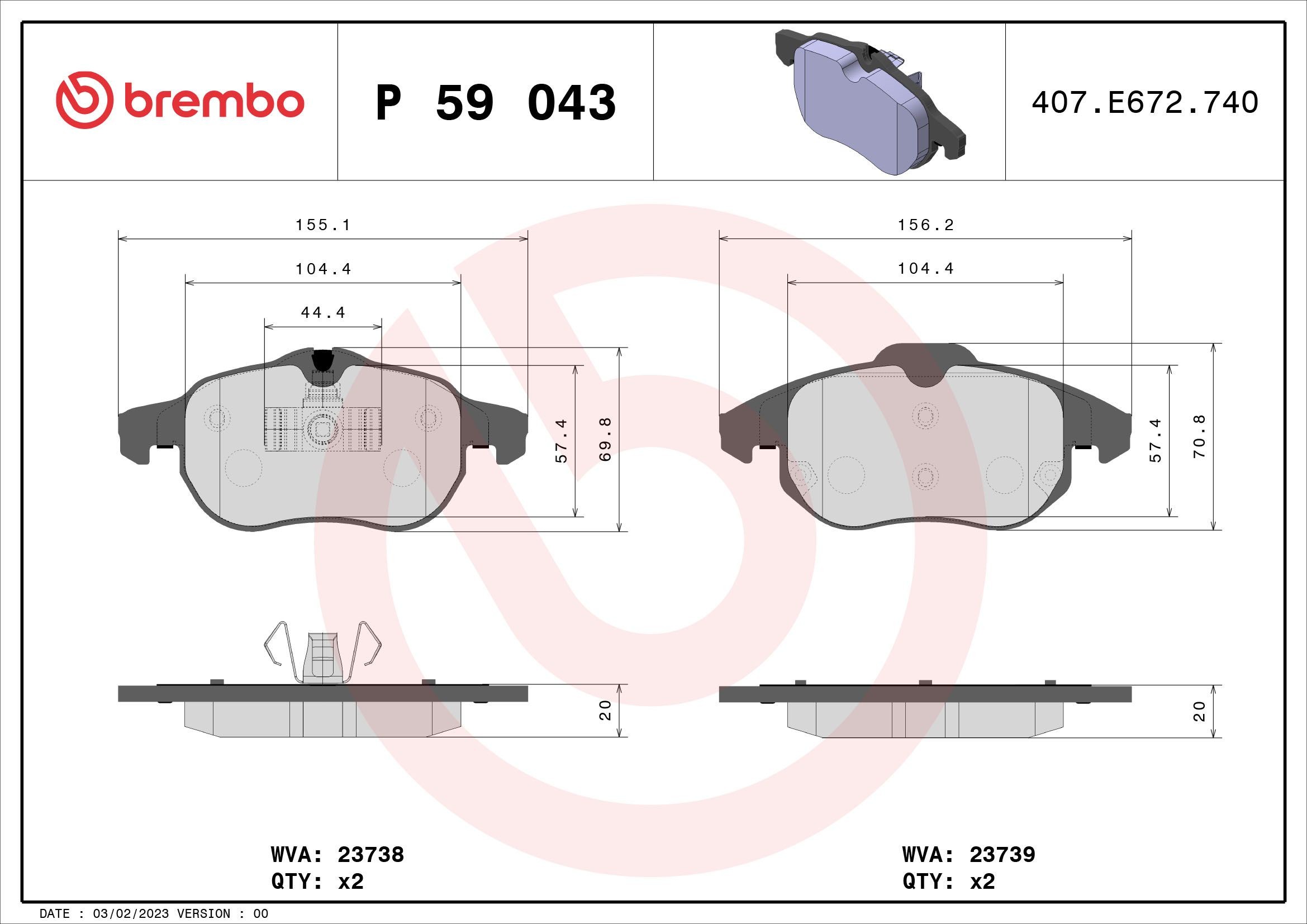 Great value for money - BREMBO Brake pad set P 59 043X