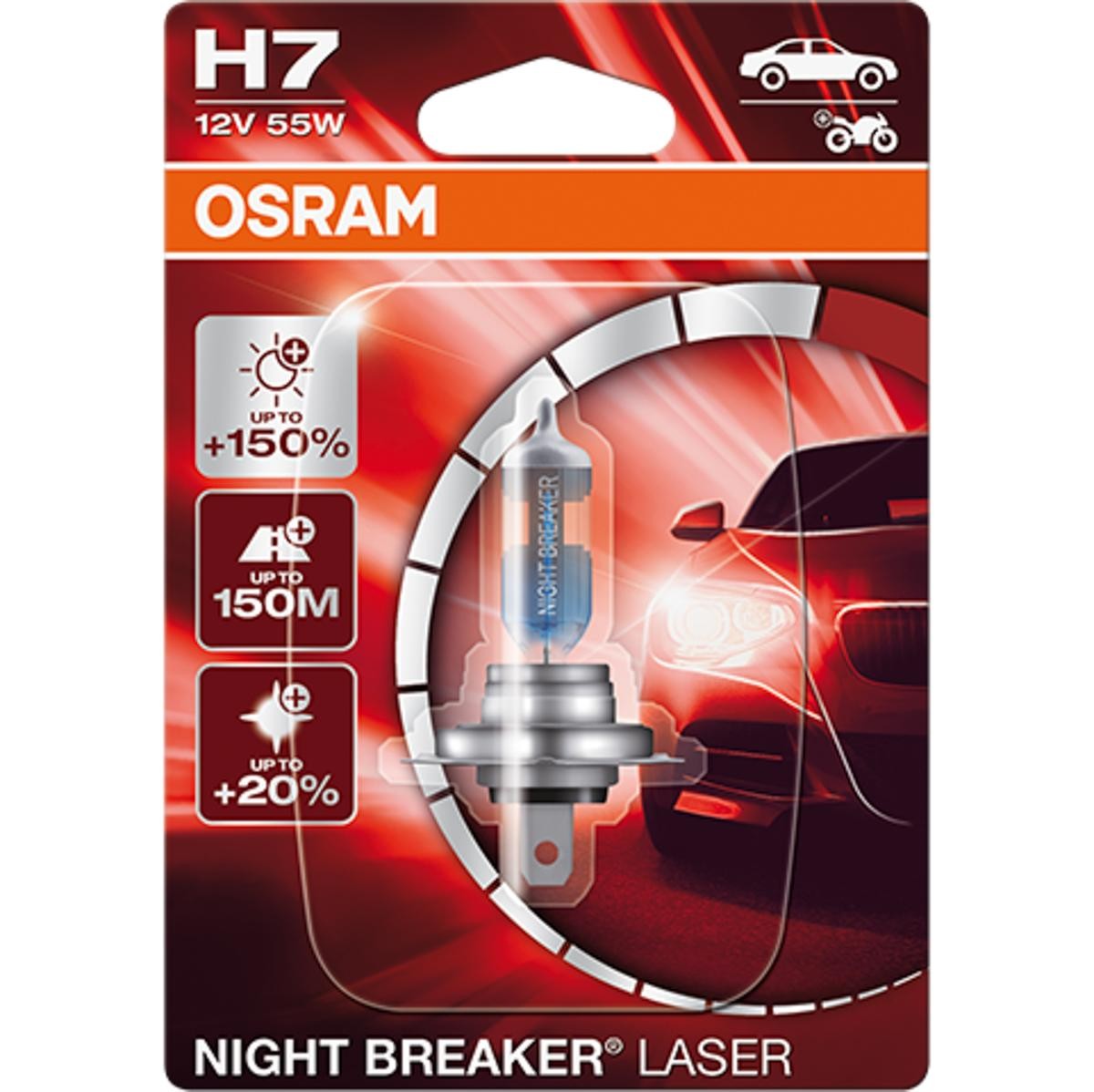 64210NL-01B OSRAM NIGHT BREAKER LASER next Generation H7 12V 55W 3200K  Halogen Glühlampe, Fernscheinwerfer