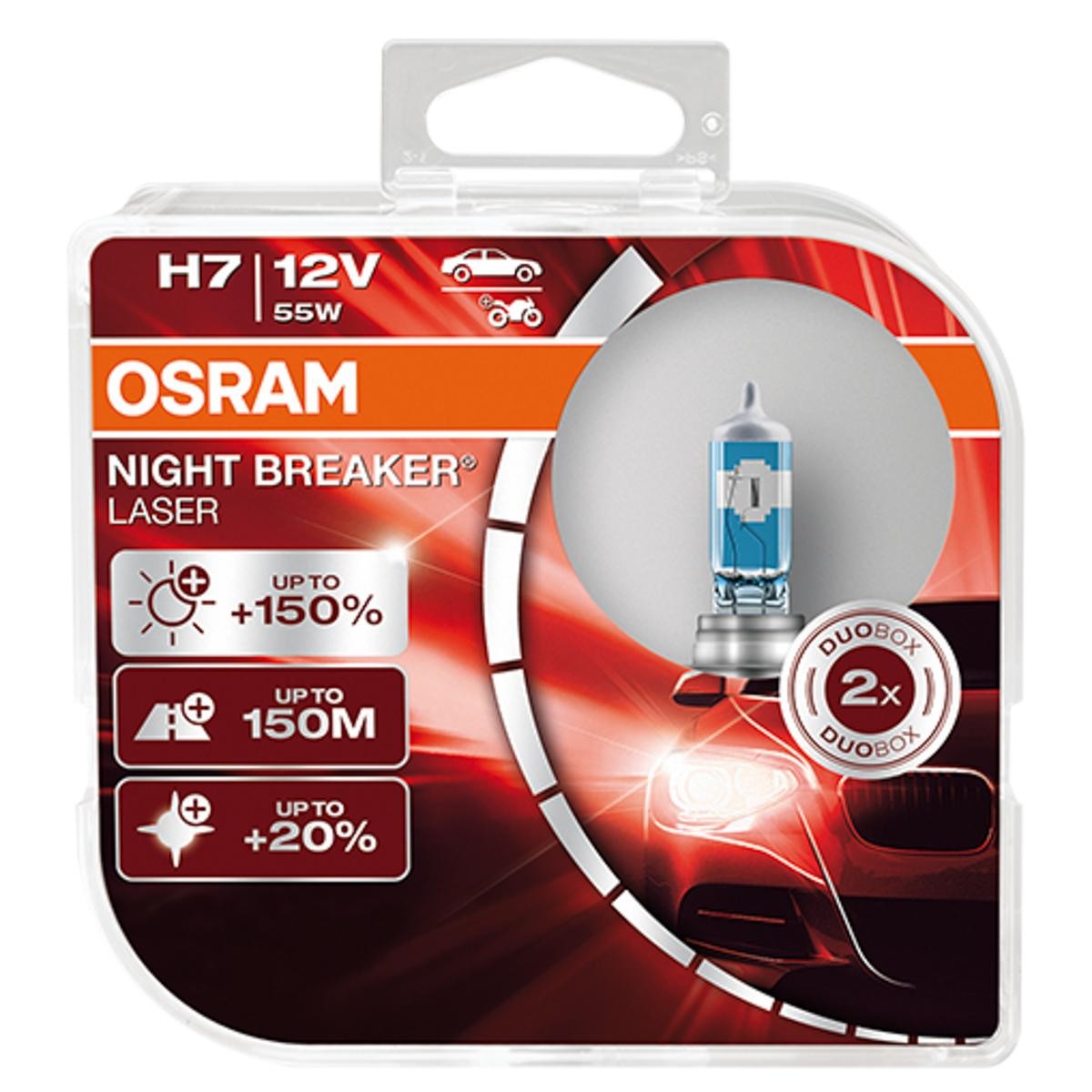 OSRAM NIGHT BREAKER LASER next Generation 64210NL-HCB Bulb, spotlight H7 12V 55W PX26d, 4200K, Halogen