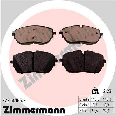 22218 ZIMMERMANN prepared for wear indicator, with bolts/screws, Photo corresponds to scope of supply, with sliding plate Height: 73mm, Width: 148mm, Thickness: 18mm Brake pads 22218.185.2 buy