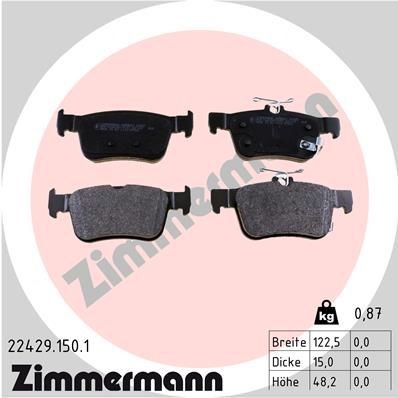 ZIMMERMANN 22429.150.1 Brake pad set with acoustic wear warning, Photo corresponds to scope of supply