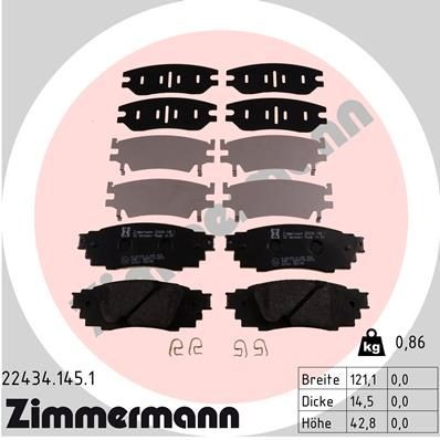ZIMMERMANN 22434.145.1 Brake pad set Photo corresponds to scope of supply, with spring