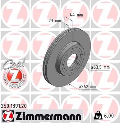 Original ZIMMERMANN Brake disc kit 250.1391.20 for FORD FIESTA