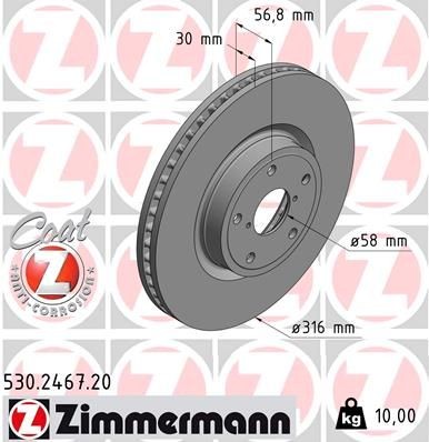 ZIMMERMANN 530.2467.20 Brake disc SUBARU experience and price