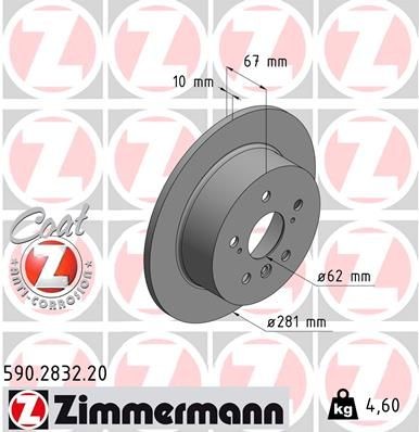 Original 590.2832.20 ZIMMERMANN Brake disc kit LEXUS
